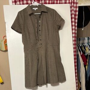 RIHOAS Brown Plaid Button-Up Dress